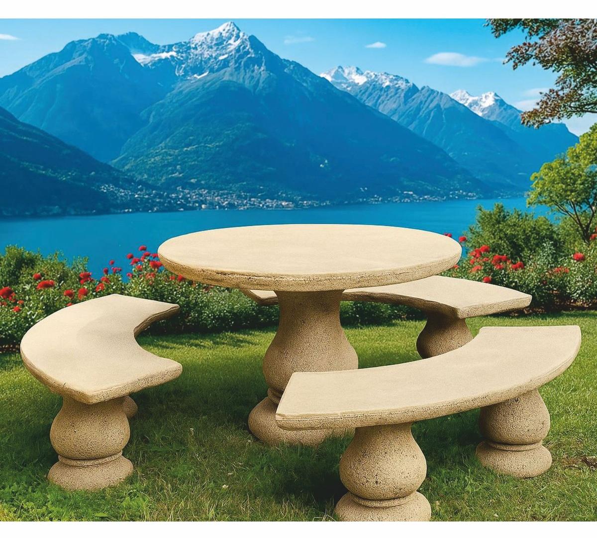Casa Padrino Jugendstil Beton Gartenmöbel Set Beige - Beton Garten Möbel - Jugendstil Garten Möbel - Italy