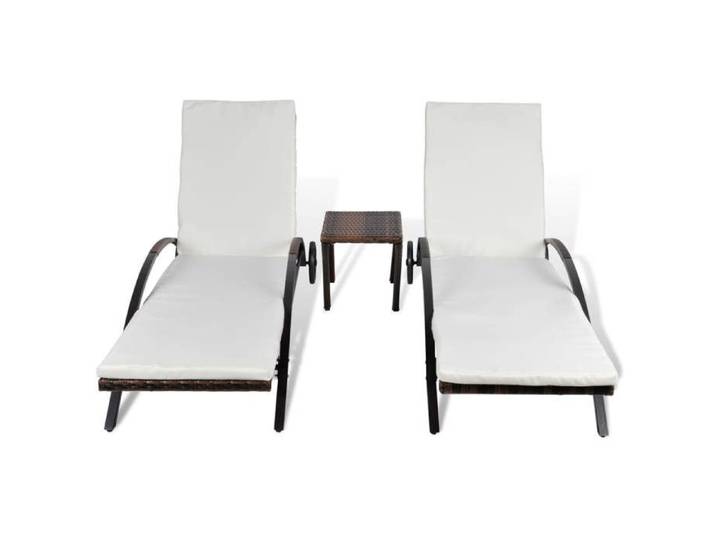 JLL*TOP - Chaises longues avec table Résine tressée Marron LLL1202