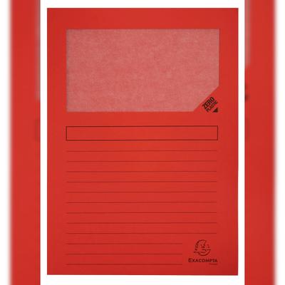 Exacompta 50255E 16x 25er Packung Fenstermappen mit Organisationsdruck aus Karton 120g Forever, für Format DIN A4 - Rot