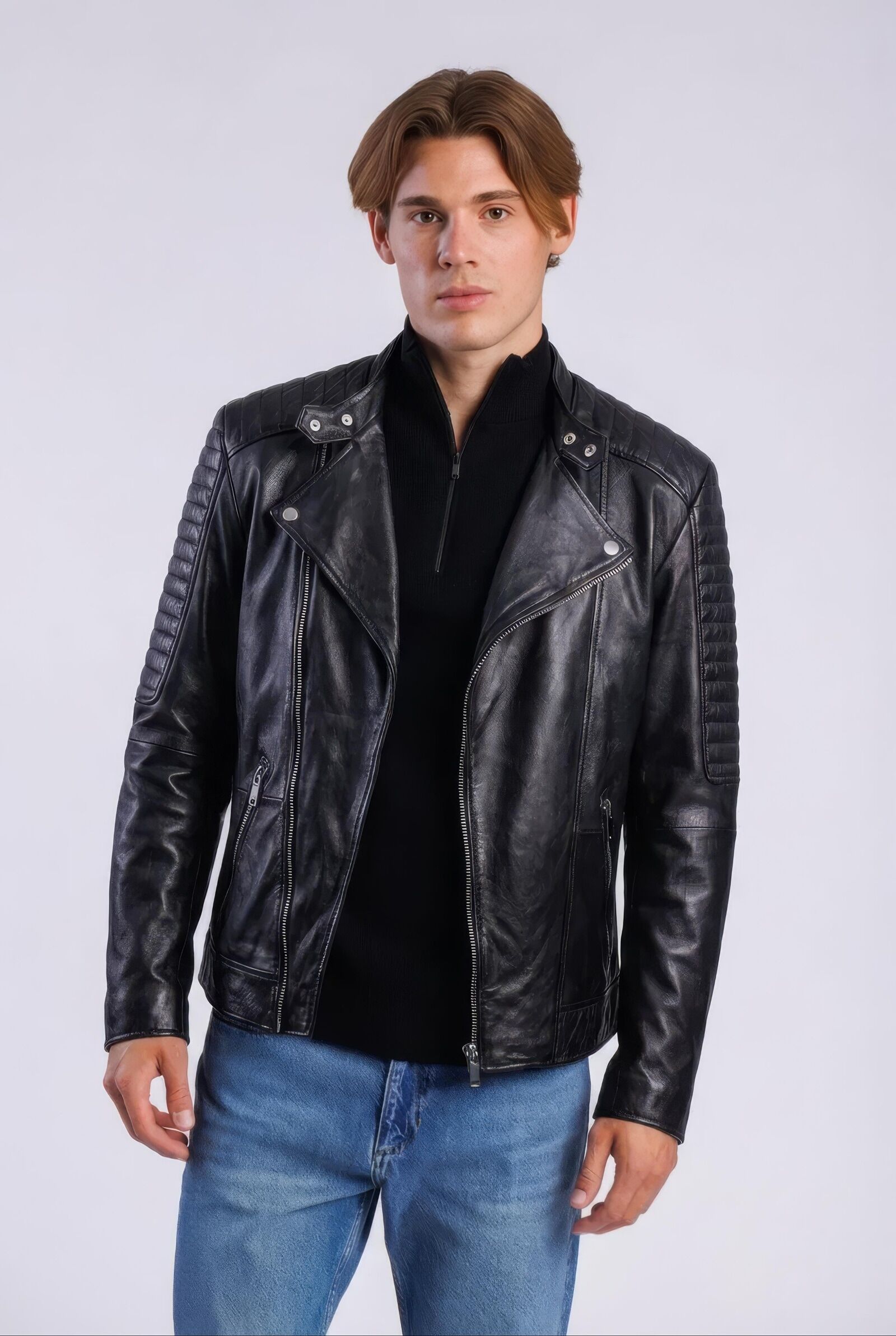 Lederjacke FREAKY NATION "Crossover-FN", Herren, Gr. S, schwarz, Oberstoff: 100% Leder. Futter: 100% Baumwolle, körpernah, Jacken Lederjacke schwarz S
