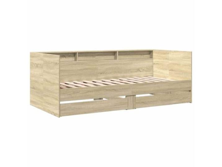 KTHLBRH Schlafsofa mit Schubladen ohne Matratze 90 x 200 cm Sonoma-Eiche, Holz, 2 Schubladen mit Rollen, Lattenrost inklusive