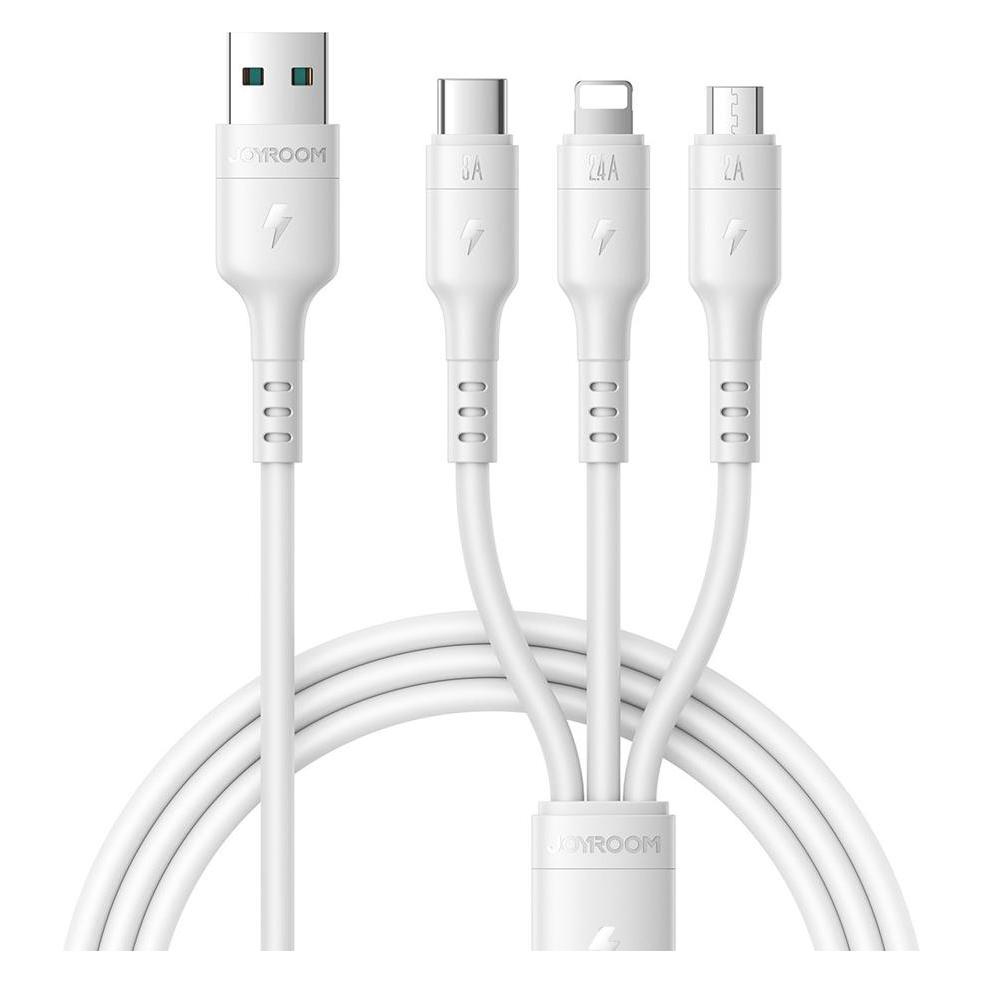 Joyroom S-A61 OmniGo Series 3-in-1 USB-A Charging cable USB-C/Lightning/Micro - white (1.20 m) (S-A61-1T3A-W)