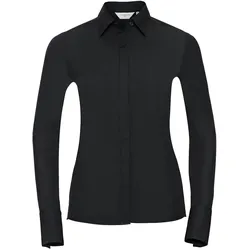 Russell Collection Ultimate Stretch Bluse – Langarm, black, XS