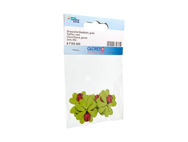 Glorex Streuteile Kleeblatt Sperrholz Grün 3 cm 6 Stück