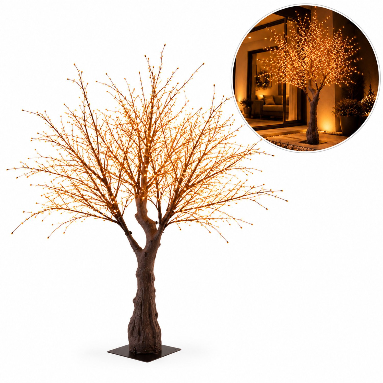 Goudkleurige Lichtboom met 3500 LED-lampjes in bruin