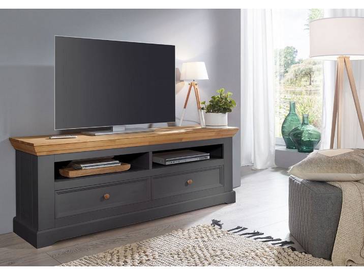 TV Board 169cm 'Zürich II' Kiefer massiv grau WZ-0133