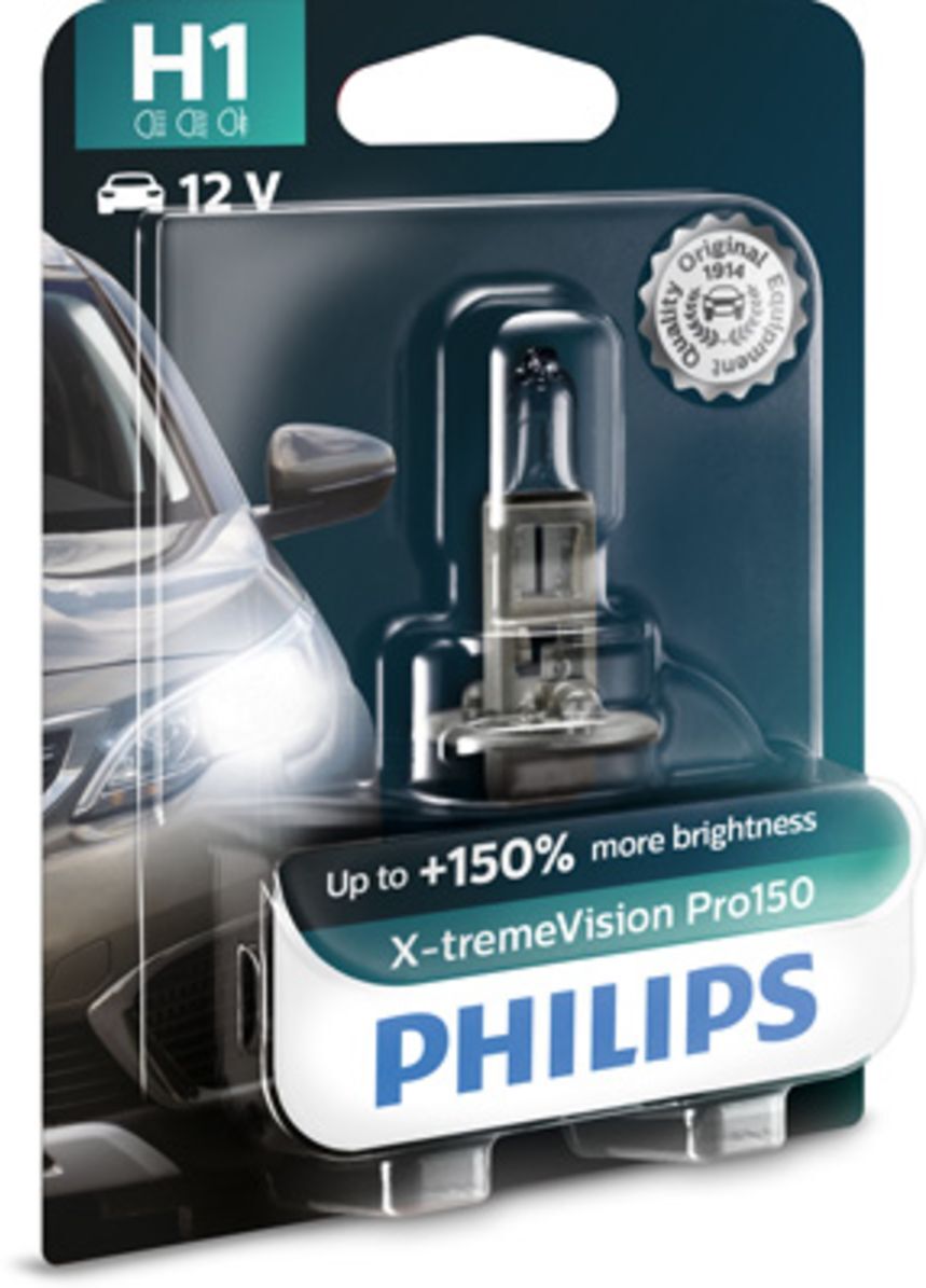 Glühlampe Halogen PHILIPS H1 X-tremeVision Pro150 12V, 55W, 1 Stück