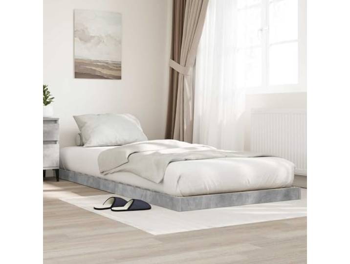 RJPLMFV Erhöhtes Bettgestell, Betongrau, 100 x 200 cm Langlebiges Holzwerkstoff, inklusive Latten, minimalistisches Design, einfache Montage, für Zwischengeschoss