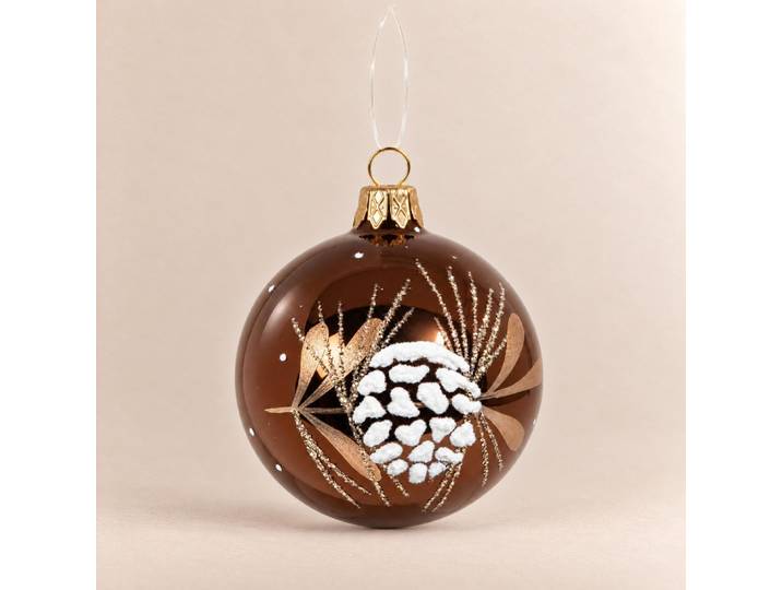 Zweifarbige Weihnachtskugel aus Glas in Form eines Tannenzapfens
