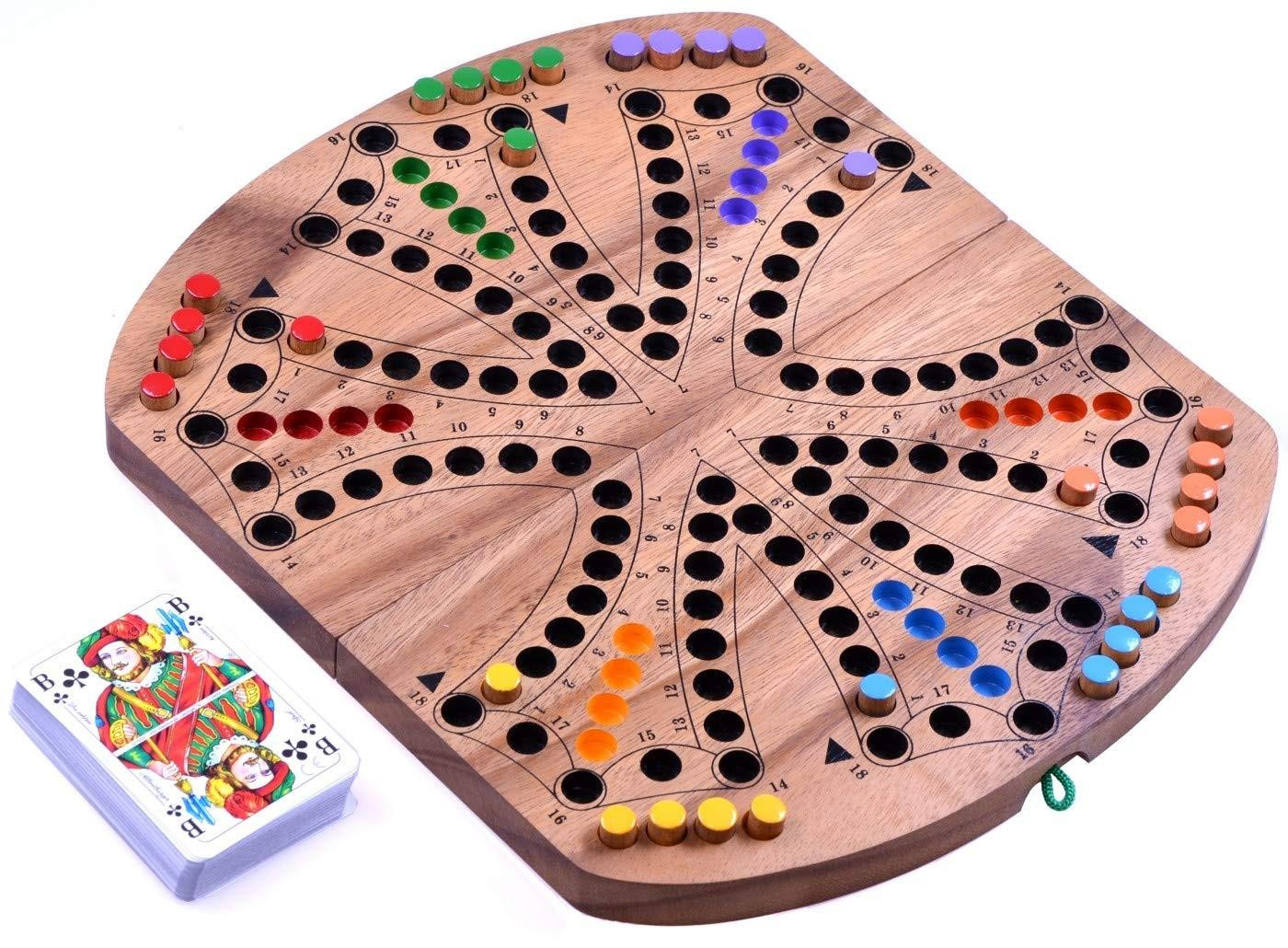 Elzusha Tock Bordspel voor 4 of 6 Spelers - Houten Spel met Speelkaarten