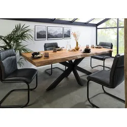 Baumtisch Mango 180x90x77 natur lackiert / Kreuzgestell anthrazit matt FREEFORM 5