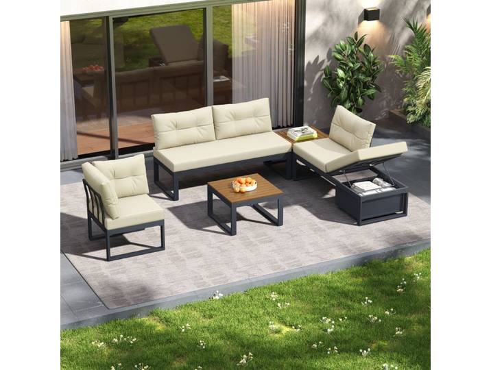 Ensemble canapé d'extérieur modulable avec dossier réglable 3 positions FloraGrace