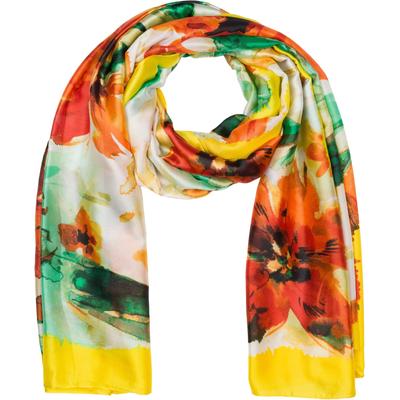 Schal STYLEBREAKER "Schal mit Aquarell Blumen Muster", Damen, gelb, Obermaterial: 100% Viskose CV., Modisch, Modetücher Schal