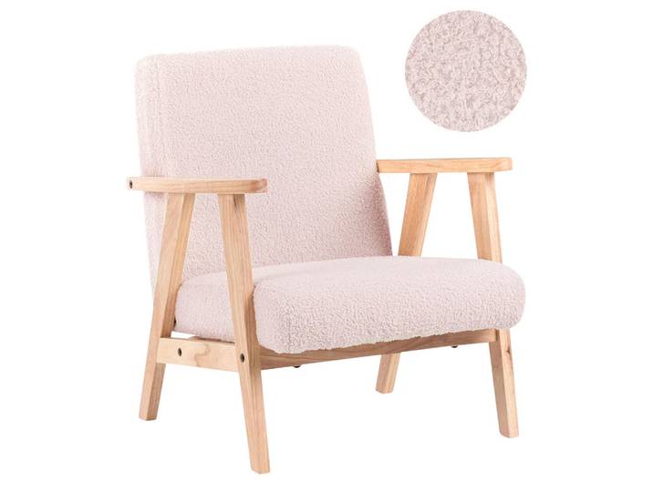 Beliani Kindersessel Bouclé Pastellrosa Linde, Pink, 46x58x55 cm, Babymöbel & Kindermöbel, Babyzimmer, Kindersessel & Kindertische