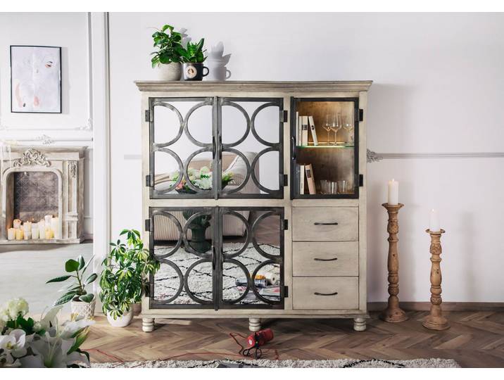 Buffet 150x45 Manguier laqué Gris HERMITAGE #615