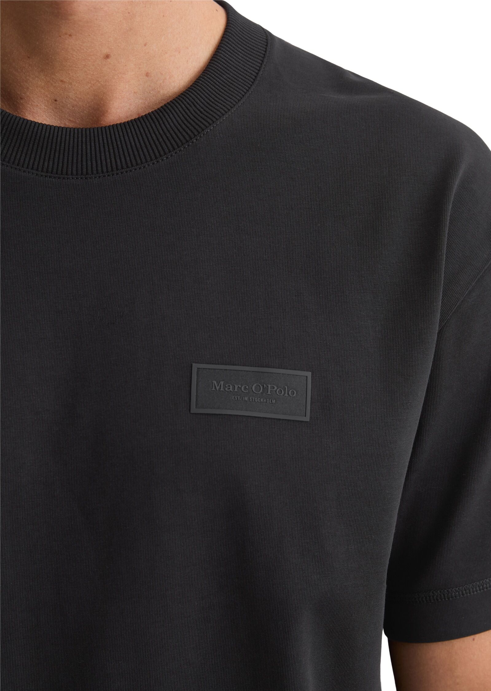 Marc O' Polo T-Shirt MARC O'POLO, Herren, Gr. S, schwarz, Jersey, Obermaterial: 100% Baumwolle, relaxed fit, Rundhals, Shirts T-Shirt, relaxed aus schwerem Bio-Baumwoll-Jersey schwarz S