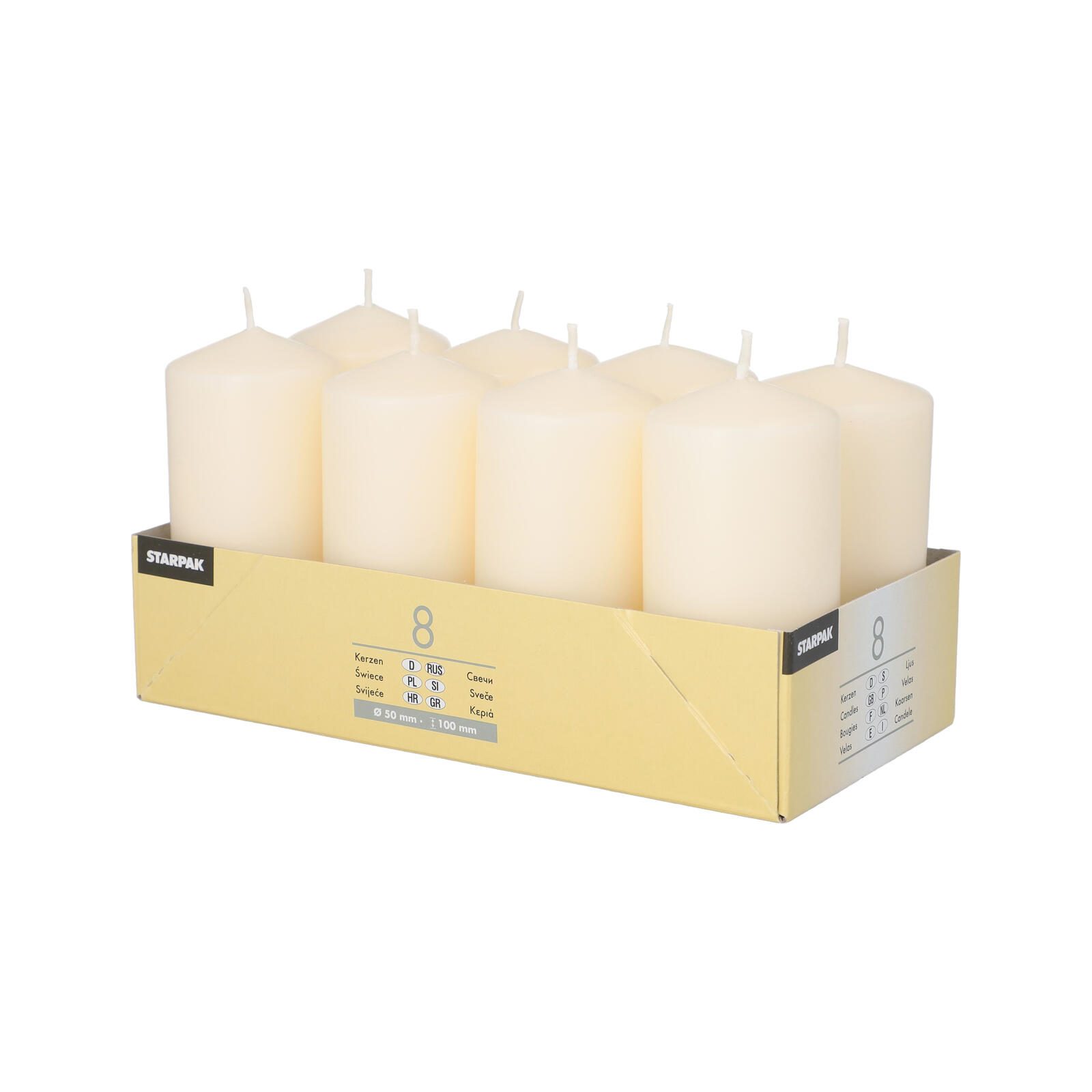 STARPAK PAPSTAR Stumpenkerzen 10 cm creme 17981