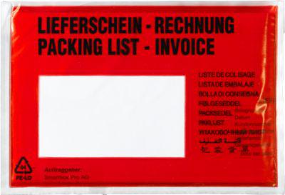 Dokumententaschen, DIN C6, 175 x 110, 1000 Stück, Lieferschein-Rechnung