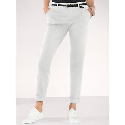 Boyfriend-Hose INSPIRATIONEN, Damen, Gr. 38, Normalgrößen, weiß, 96% Baumwolle, 4% Elasthan, unifarben, lang, Hosen