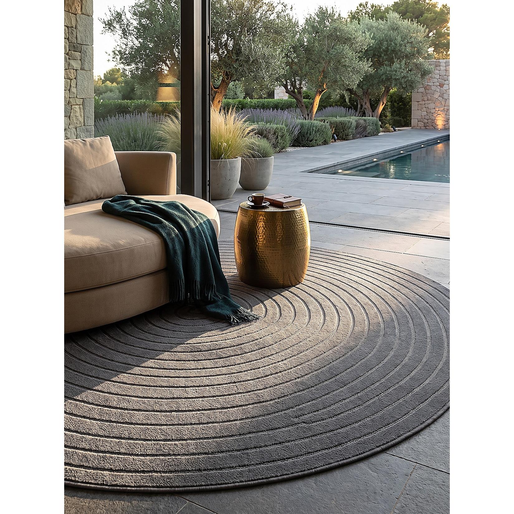 Outdoor-Teppich Niederflor Anthrazit 120x120 cm - MEZEN Kadima