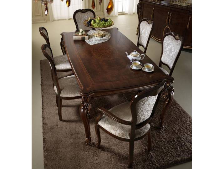 Xlmoebel Essgruppe Arredoclassic Essgruppe mit Holzschnitzereien im Renaissance-Stil, (Essgruppe, 4-tlg., 4x Stühle), Hergestellt In Italy