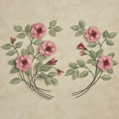 T.i./New Metal Design Les Fleurs Rose Spray Wall Sculptures Pink, Set of Two, Pink