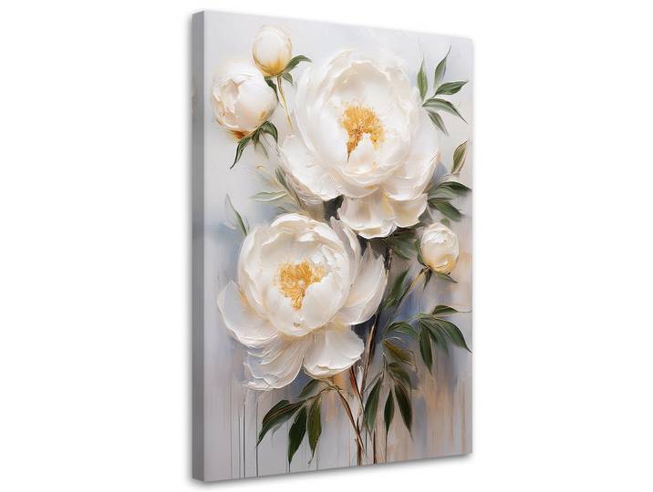 Feeby Wandbild pfingstrosen weiße blumen natur, Weiß, Floral, Rechteckig, 80x120 cm, Bilder & Rahmen, Bilder, Leinwandbilder