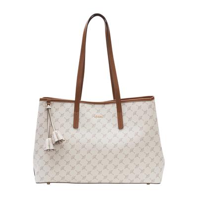 Shopper JOOP "cortina 1.0 imogen shopper lho", Damen, Gr. B/H/T: 40cm x 27cm x 13cm, weiß (sanftes weiß), Lederimitat, Taschen Shopper, Damen Handtasche, Schultertasche, Umhängetasche mit modischen Quasten