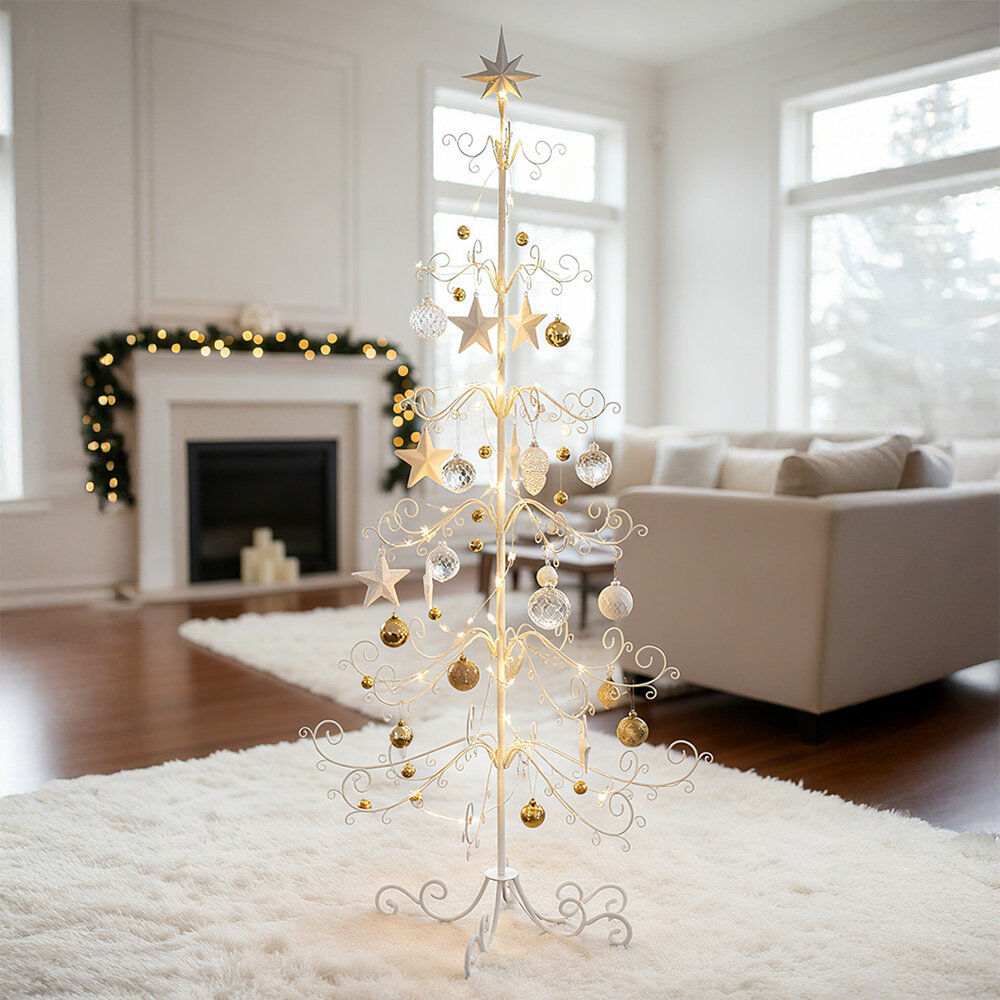 Mercer41 Iron Artificial Tree Stand For Max. Tree Height Under 6 Ft. White 180 cm H x 92 cm W x 92 cm D