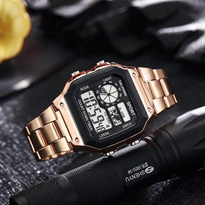 Inspired Finds YIKAZE Stainless Steel LED Digital Sports Watch With Countdown Timer rose gold