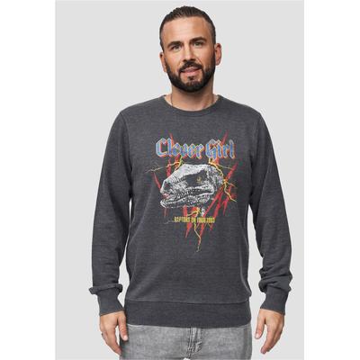 Sweatshirt RECOVERED "Jurassic Park T-Rex Rock", Herren, Gr. S, grau, 100% Baumwolle, bedruckt, normal, Rundhals, Sweatshirts Sweatshirt, im lockeren Schnitt