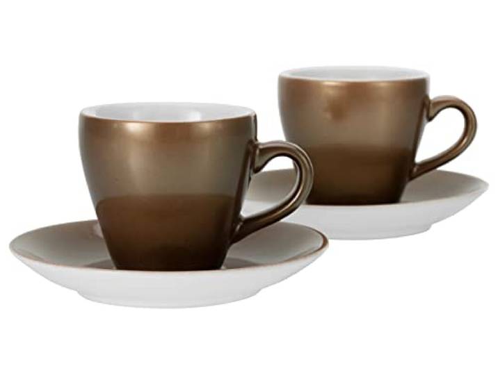 CreaTable\, 25845\, Série GOLDEN DAYS blanche Tasses à café\, Ensemble d'espresso 4 pièces