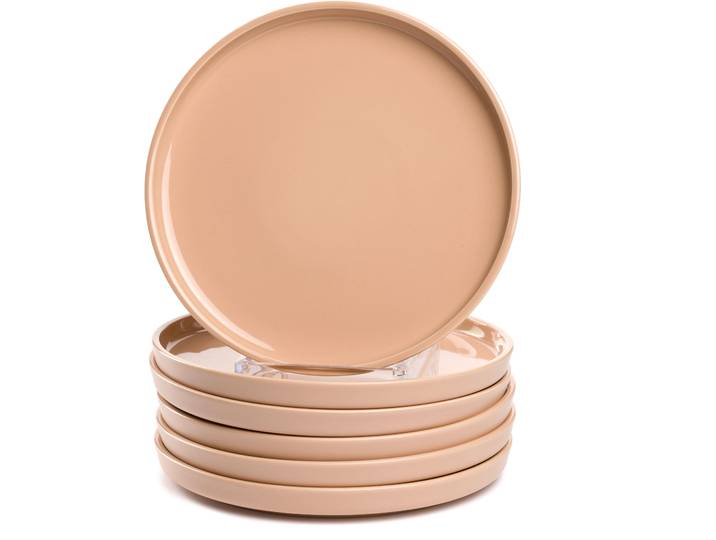 Teller-Set LEONARDO Speiseteller ROMA, Keramikteller, ca. 22 cm, 6-teilig , rot (apricot), 6 Stk., Keramik, Geschirr-Sets, Teller-Set, Teller Set, Geschirr-Set, Service, spülmaschinengeeignet