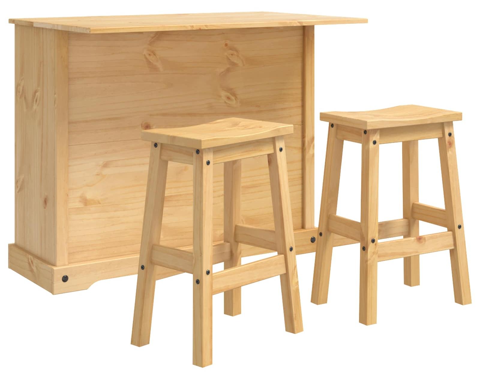 Kücheninsel Set CORONA 3 pcs Honigwachs Massives Kiefernholz