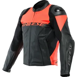 Dainese Racing 4, Lederjacke perforiert - Schwarz/Neon-Rot - 50