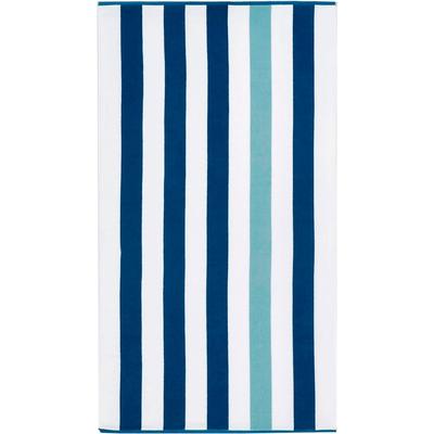 Strandtuch EGERIA "BEACH CABANA STRIPE", blau (capri), B:90cm L:180cm, Frottiervelours, Obermaterial: 100% Baumwolle, Handtücher, 90x180 cm