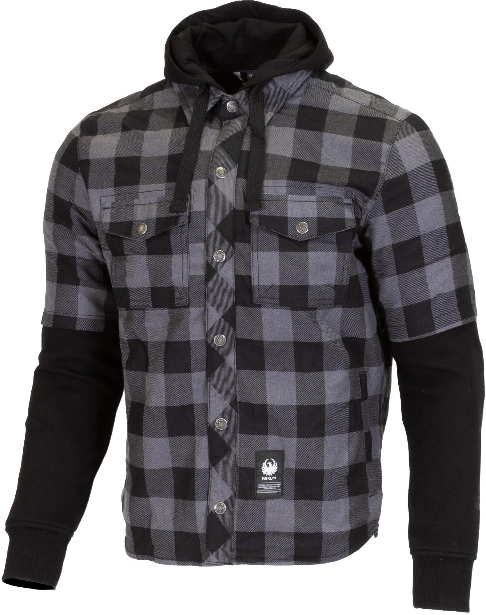 Merlin Deadwood Motorrad Hoodie MCP064-BLK-GRY-2XL