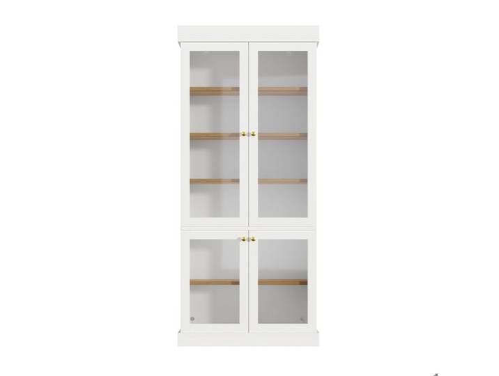 Vitrine haute blanche – 4 portes vitrées LED réglable – 80 x 40 x 180 cm