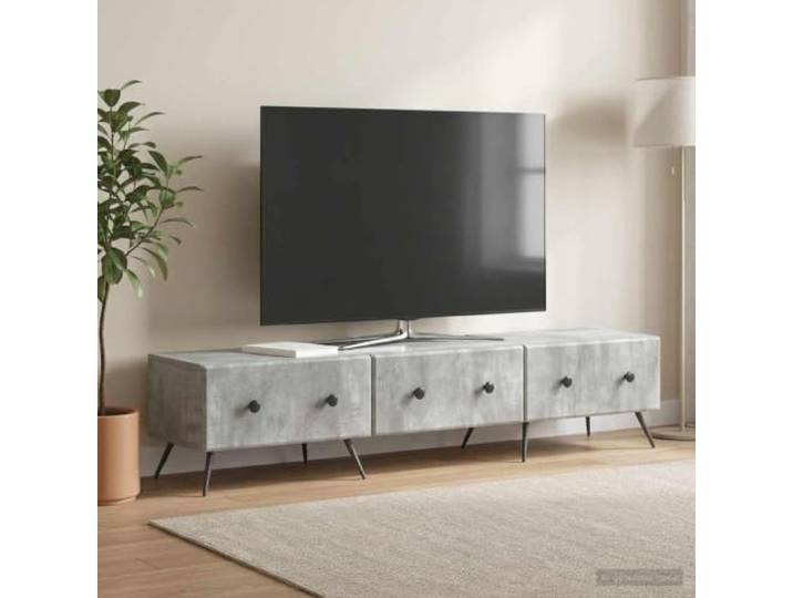 GKMBCVDFR TV-Schrank Betongrau 147 x 34,5 x 30 cm Holzwerkstoff Regale und Schubladen, modernes Design, platzsparend, für Mediaplayer, klare Anleitung