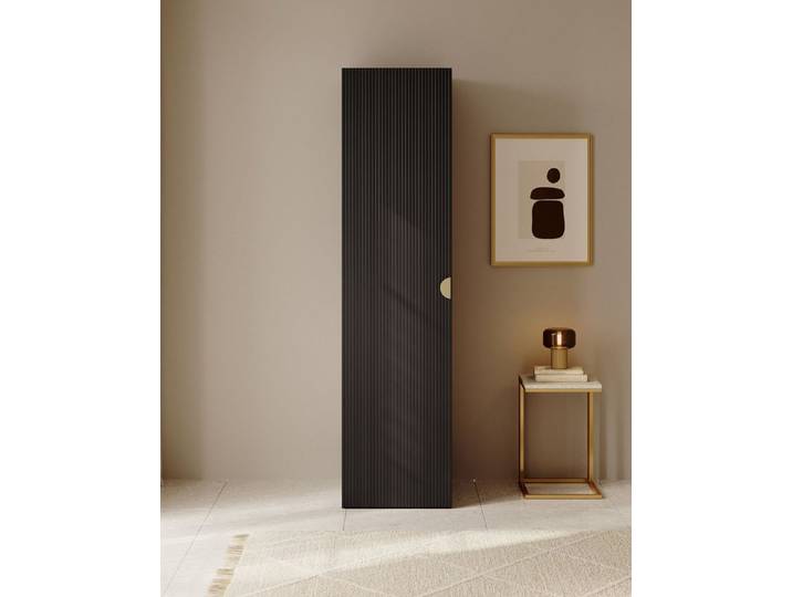 Selsey Kleiderschrank MOONIR mit geriffelten Fronten, Kleiderstange und Regalen