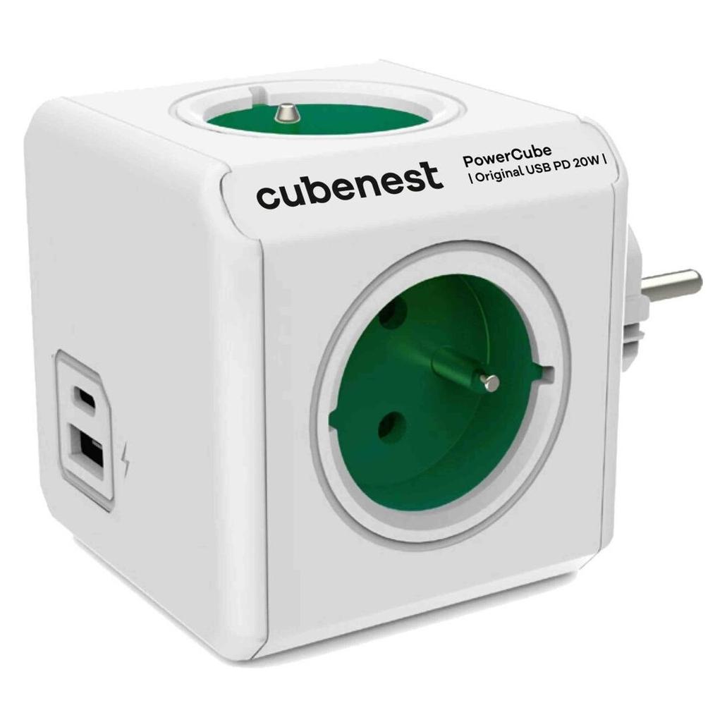 NoName Z??suvka Cubenest PowerCube Original USB A+C PD Green (1x USB-A, 1x USB-C) (4x, CEE 7/3, USB-A, USB-C) (6974699971016)