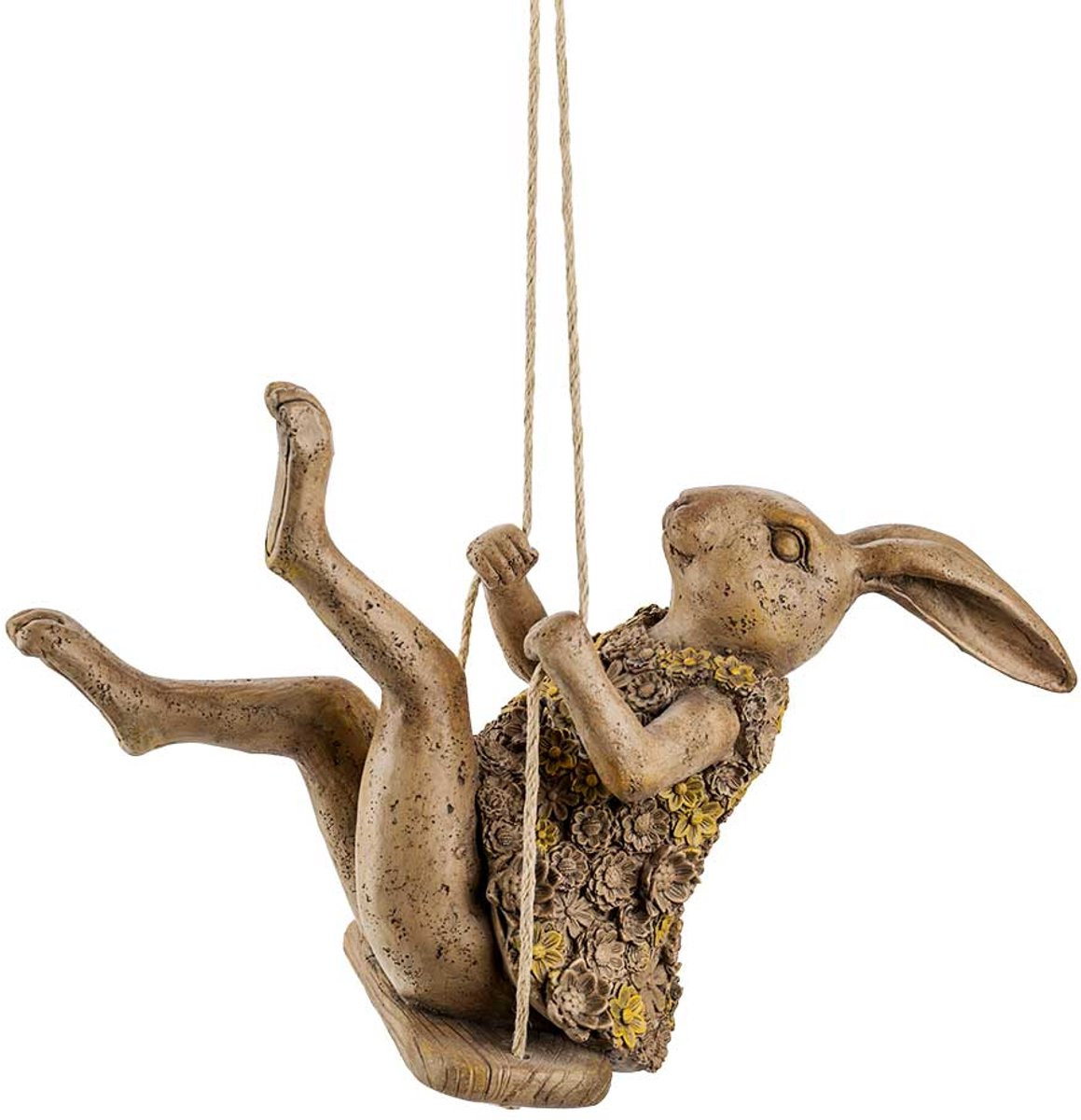 Cosy @ Home Paashaas op schommel, Greige, B: 32 cm, D: 14 cm, H: 21,5 cm