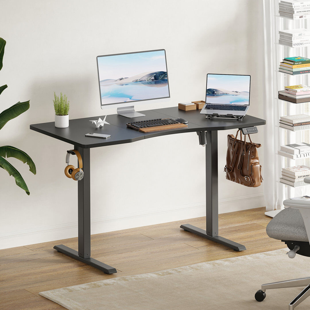 Inbox Zero Buchholtz 120cm W Board Height Adjustable Rectangle Standing Desk Black 120cm W X 60cm D