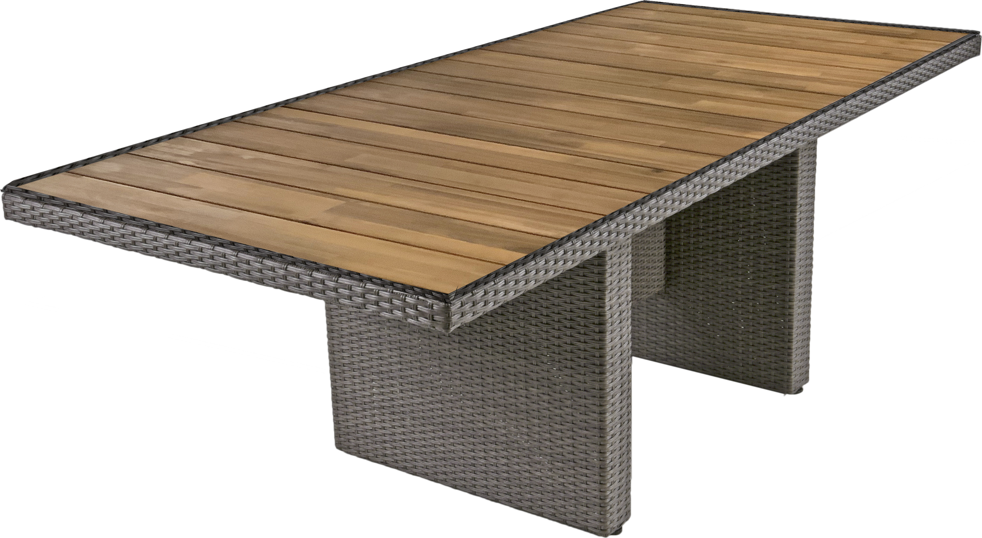 Tisch BRAGA 220 cm, weidengrau mit Holztischplatte