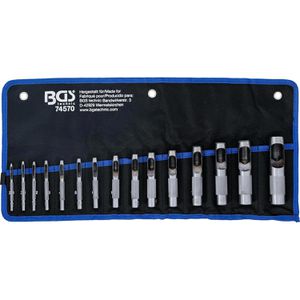 BGS-technic Locheisen 74570, 15-teilig, 2-22 mm Durchmesser