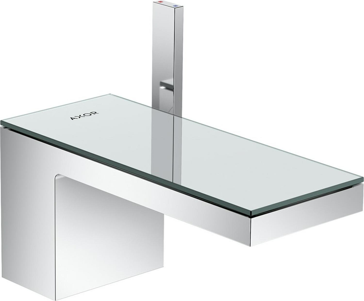 hansgrohe Waschtisch-Einhebelmischer 70 Axor MyEdition A 151mm, Pus-Op-Abl, m Pl, cr/Sp.-Glas
