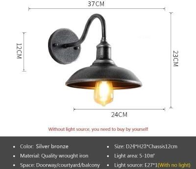 Uplifted Finds Retro Waterproof LED Wall Lamp Outdoor E27 Decorative Lighting Fixture no Bulb b Silver Bronze