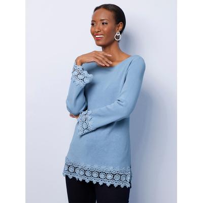 Strickpullover CREATION L "Lyocell-Mix-Pullover", Damen, Gr. 38, blau (eisblau), 42% Viskose, 30% Lyocell, 28% Polyester, unifarben, Pullover Strickpullover