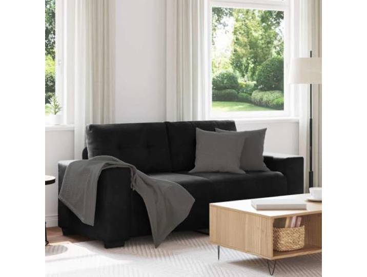ZXQVLMRS Zweisitzer-Sofa Samt gepolstert 180x77x82 cm Schwarz Wohnzimmer Weiche Oberfläche, Stabiles Gestell, Modernes Design