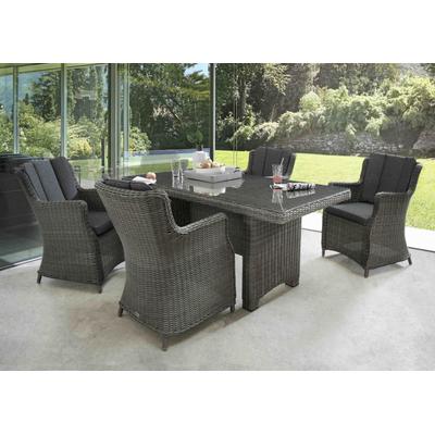 Garten-Essgruppe DESTINY "LUNA 4 Se + Tisch 200x100x75cm, vintage grau", grau (vintage grau), Polyester, Aluminium, Polyester, Polyrattan, Sitzmöbel-Sets, Aluminium, Polyrattan